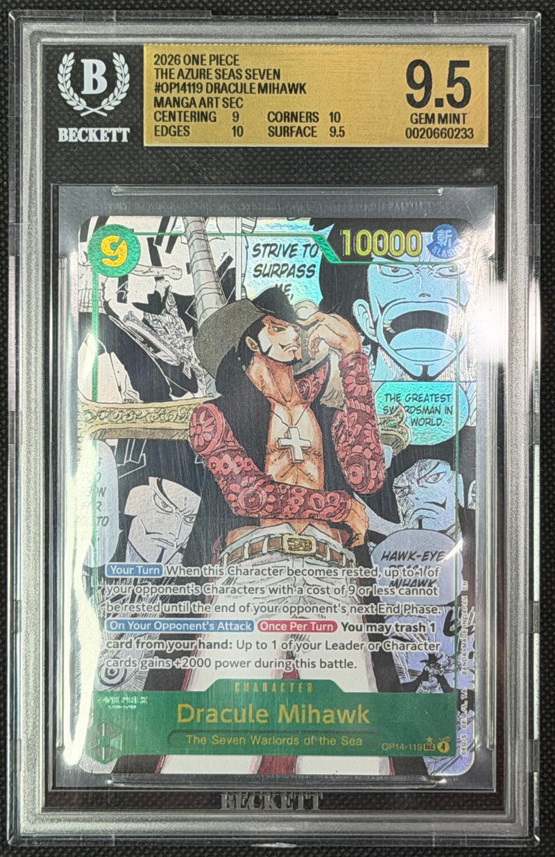 2026 One Piece  #OP14119 Dracule Mihawk Manga Art BGS9.5