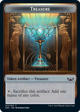 Treasure (017) // Rogue Double-Sided Token (SNC-17 // 7) - Streets of New Capenna Foil