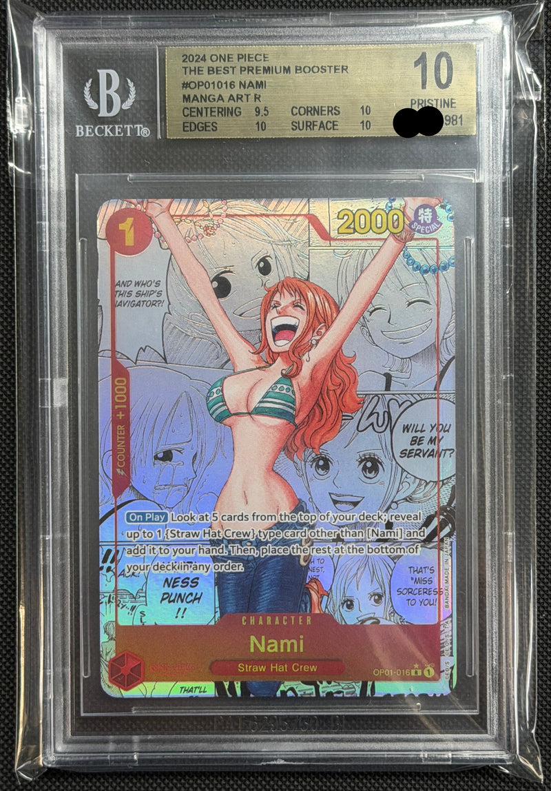 2024 One Piece The Best Premium Booster #0P01016 Nami Manga Art R BGS10