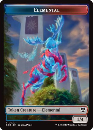 Elemental (0020) // Treasure Double-Sided Token (SOC-20 // 12) - Commander: Secrets of Strixhaven