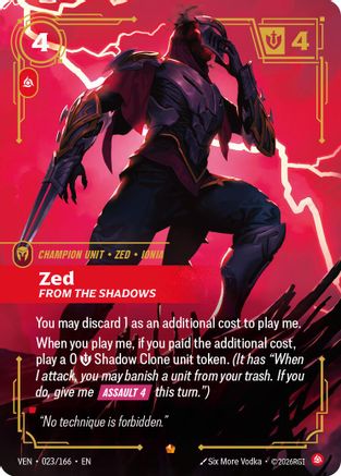 Zed - From the Shadows (023/166) - Vendetta Foil