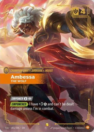 Ambessa, The Wolf (T1 Worlds Champion Player Bundle) (T1A 001/005) - Riftbound Promotional Cards Foil