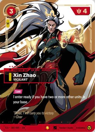 Xin Zhao, Vigilant (T1 Worlds Champion Signature Edition Bundle) (T1S 002/005) - Riftbound Promotional Cards Foil