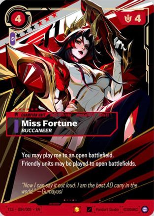 Miss Fortune, Buccaneer (T1 Worlds Champion Signature Edition Bundle) (T1S 004/005) - Riftbound Promotional Cards Foil