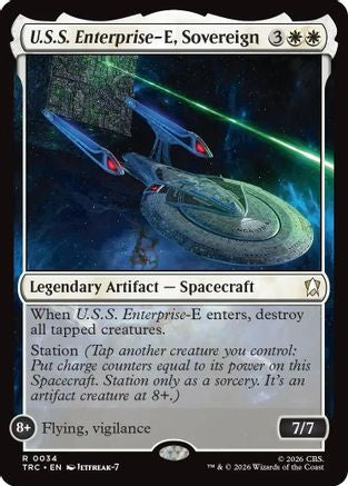 U.S.S. Enterprise-E, Sovereign (Surge Foil) (TRC-034) - Commander: Star Trek Foil