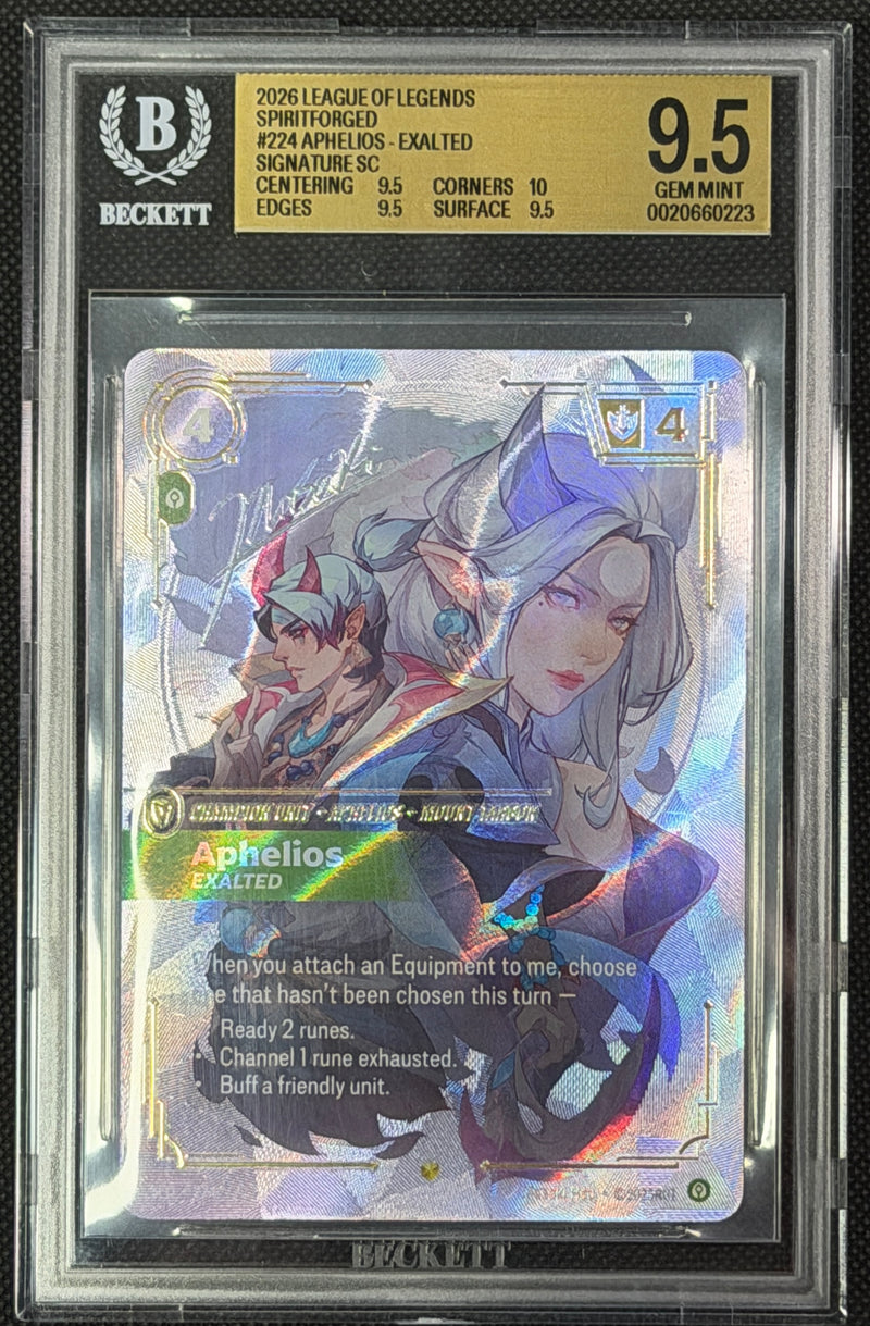 2026 League of Legends Spiritforged #224 Aphelios Signature BGS9.5