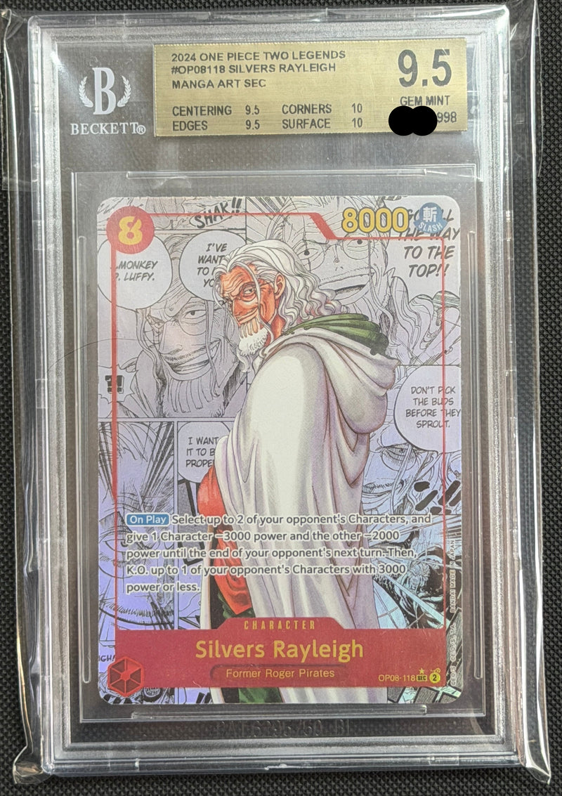 2024 One Piece Two Legends #OP08118 Silvers Rayleigh Manga Art SEC BGS9.5