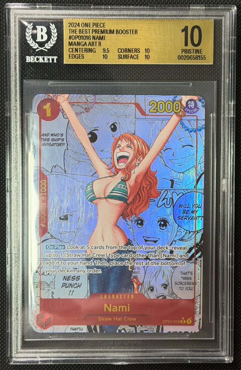 2024 One Piece The Best Premium Booster #0P01016 Nami Manga Art R BGS10