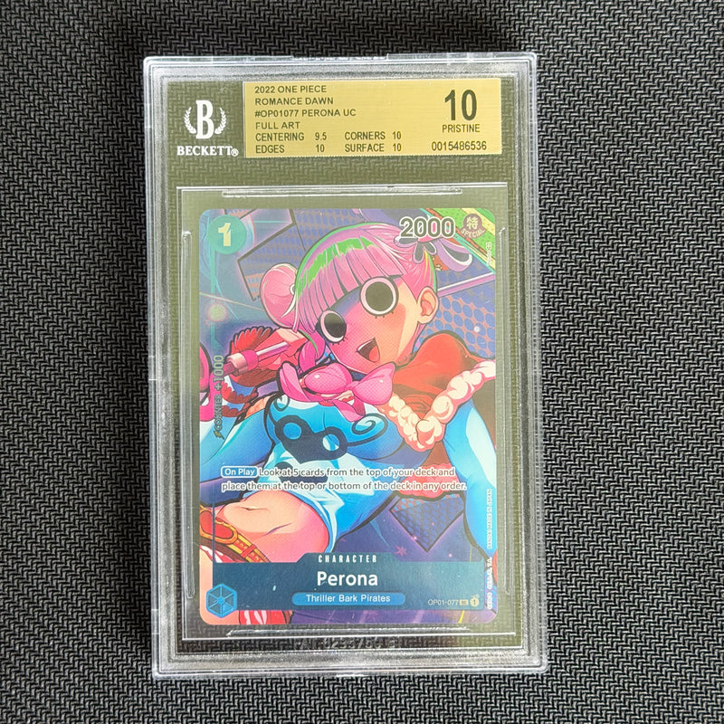 2022 One PIece Romanace Dawn #OP01077 Perona UC Full Art Beckett 10