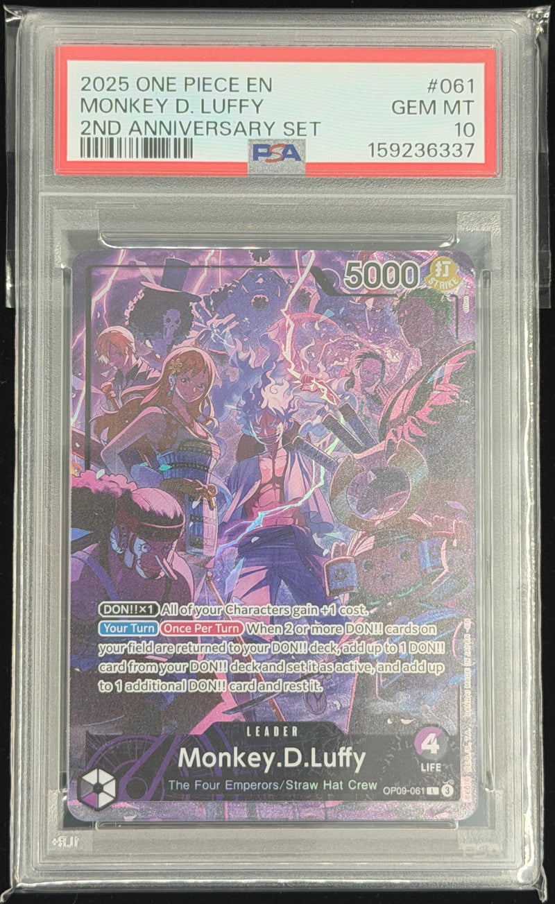 2025 One Piece EN Monkey D Luffy 2nd Anniversary Set #61 GEM MT PSA10
