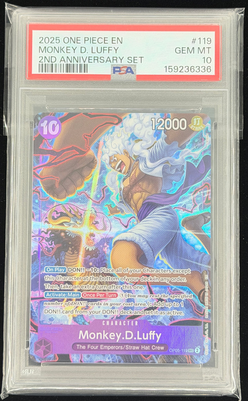 2025 One Piece EN Monkey D Luffy 2nd Anniversary Set #119 GEM MT PSA10