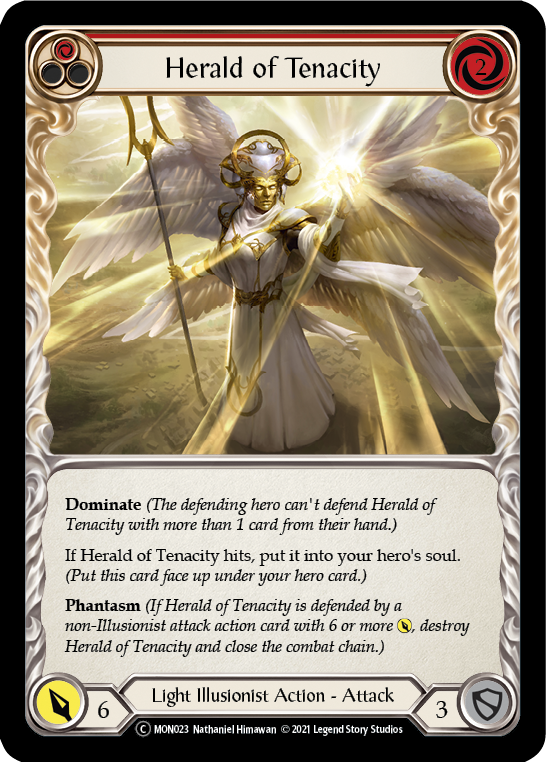 Herald of Tenacity (Red) [U-MON023-RF] (Monarch Unlimited)  Unlimited Rainbow Foil